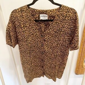 Vintage Elements Leopard Print Button Down - S